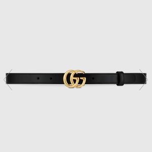 GG MARMONT THIN LEATHER BELT WITH SHINY BUCKLE